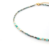 AURA - collar dorado piedras turquesas
